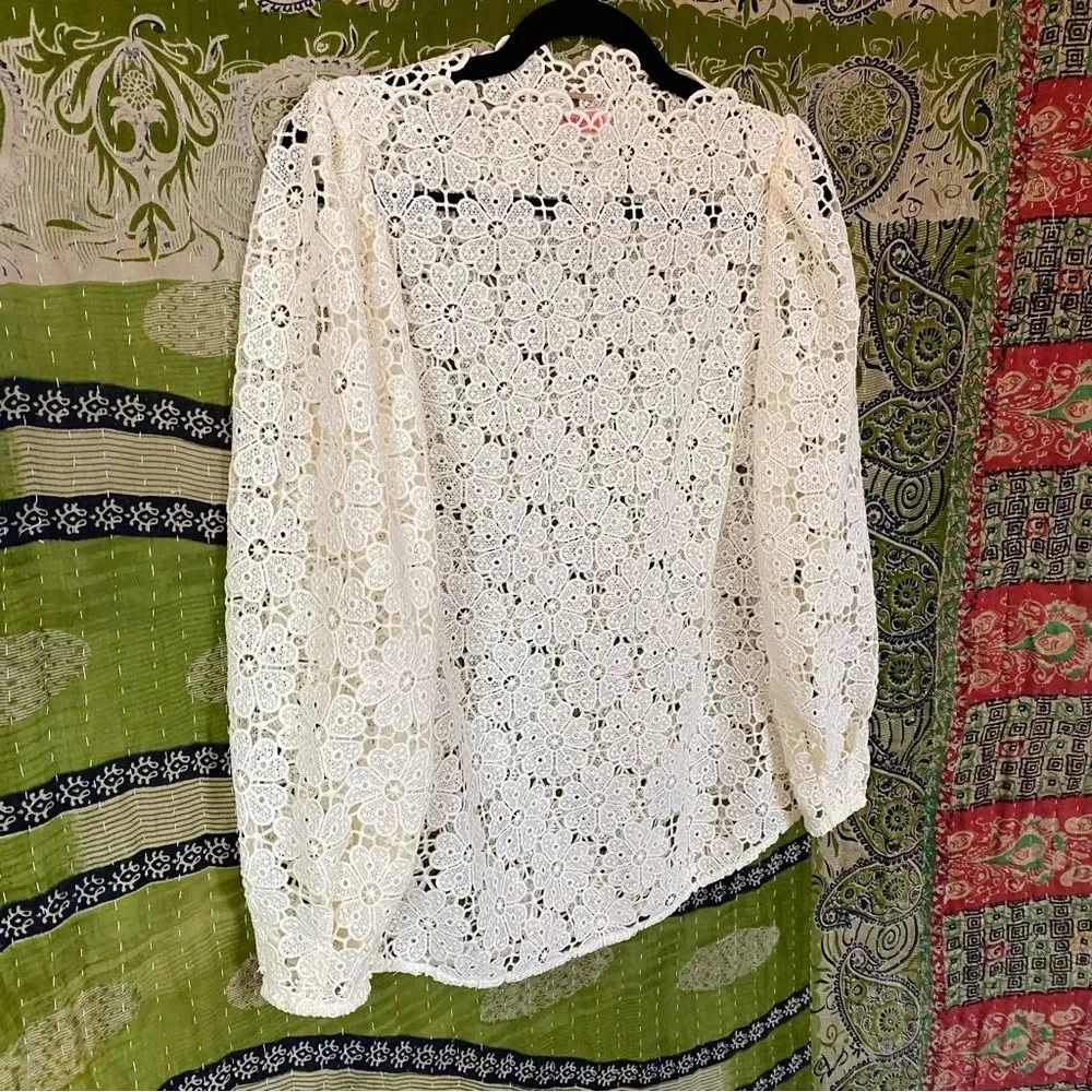 NWOT Kate Spade New York Ivory Daisy Lace Blouse Size 0